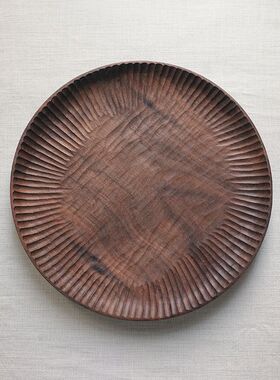 盘一七九  雾霾山WMS 放射纹木盘 黑胡桃  手工