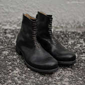 设计师手工鞋 靴 短靴后拉链复古工装 疤痕皮鞋 短靴子马丁靴男女同款