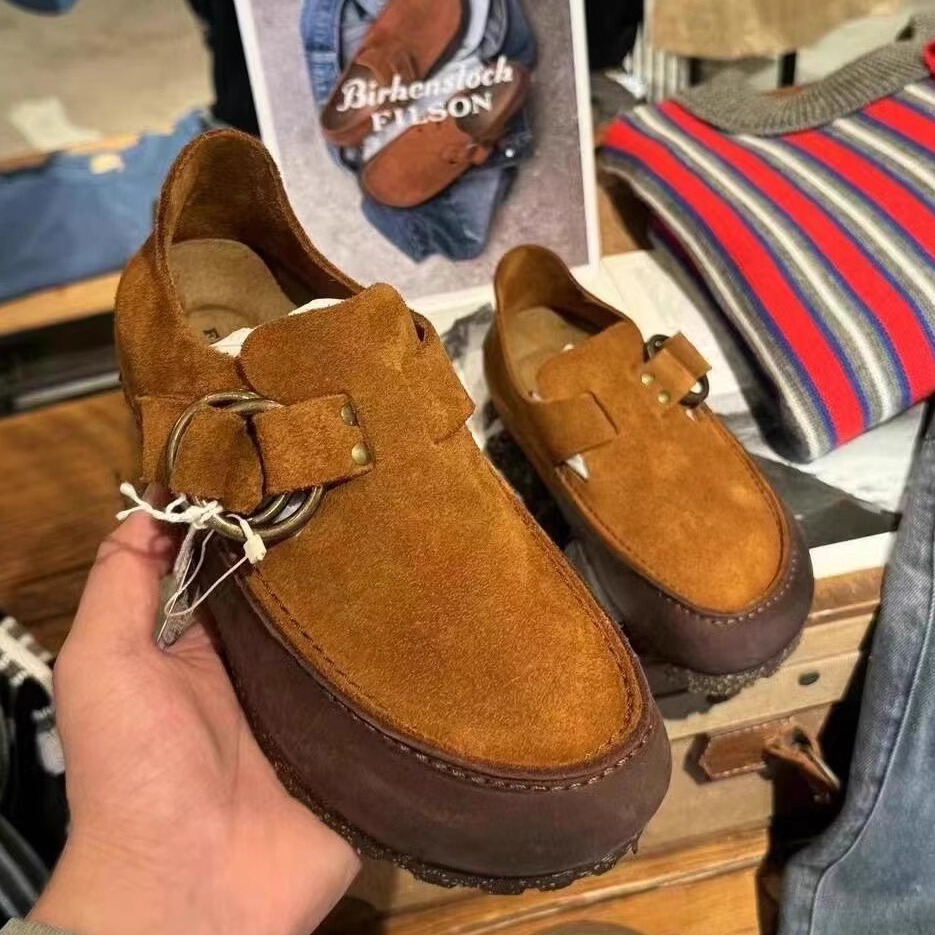 男女平底懒人鞋复古反绒勃肯鞋