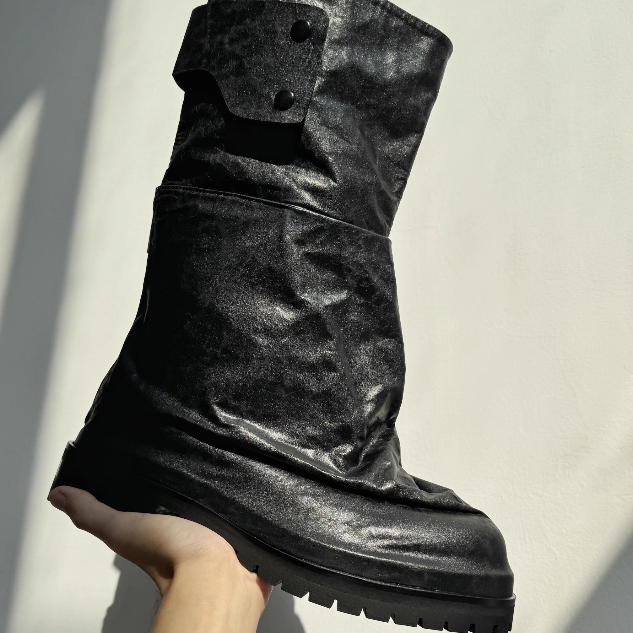 末日废土宽松褶皱424骑士靴男