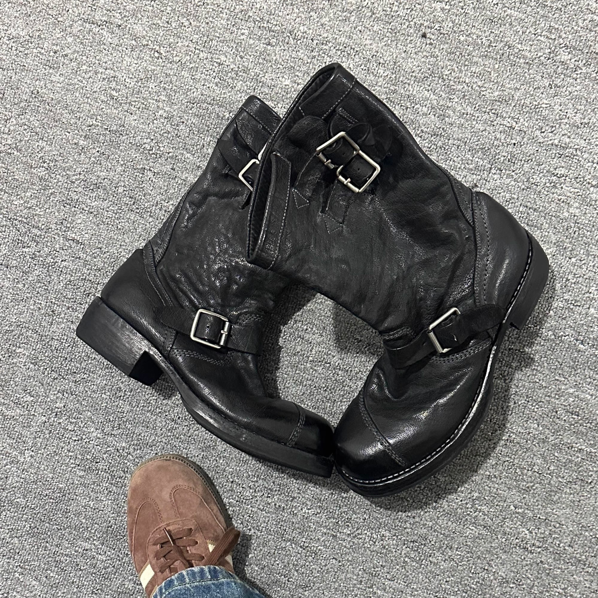 美式复古皮带工程师靴男女骑士靴