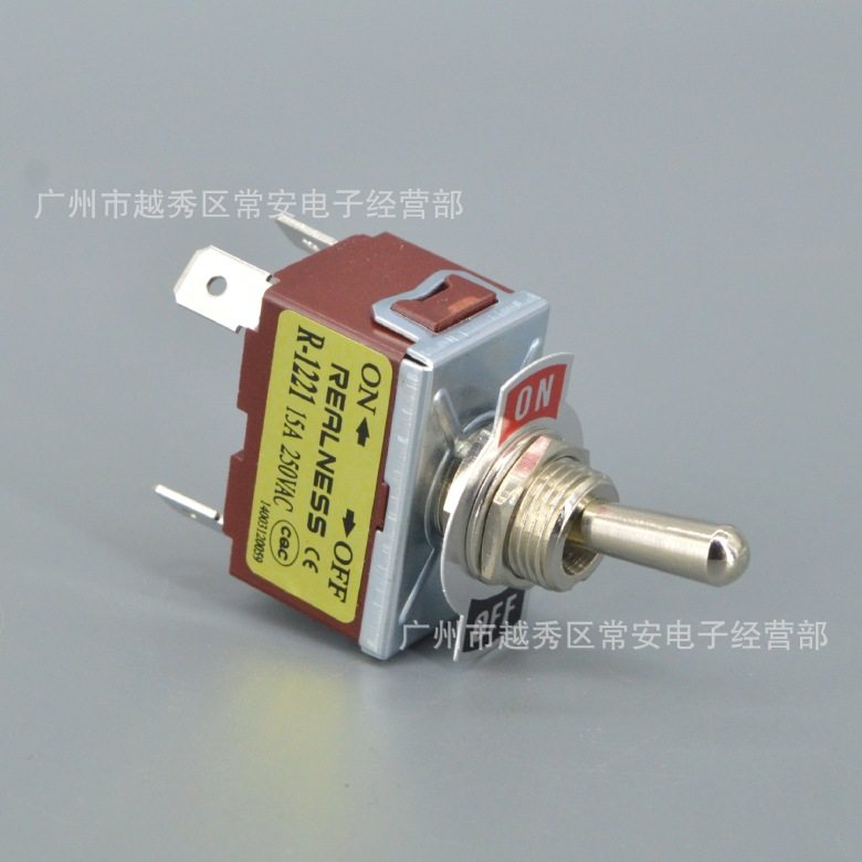 REALNESS 钮子开关 摇臂开关 R-1221 ZH-1221 4脚2档银触点 插脚