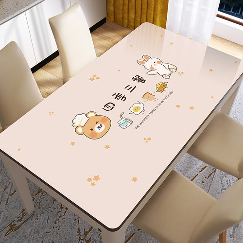 小熊早餐软玻璃防水桌布