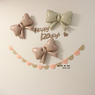 简约女宝宝100天满月120天蝴蝶结气球装饰4个月百天布置拍照道具