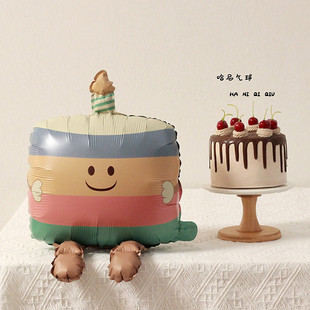 ins可爱坐立蛋糕气球生日满月百天派对布置拍照道具宝宝周岁装饰