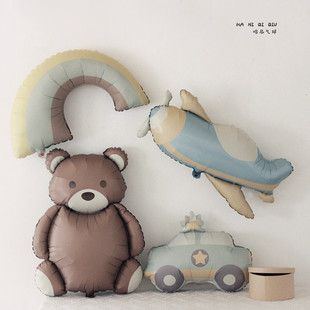 流行男宝宝百天满月周岁生日派对汽车飞机气球装饰100天拍照布置