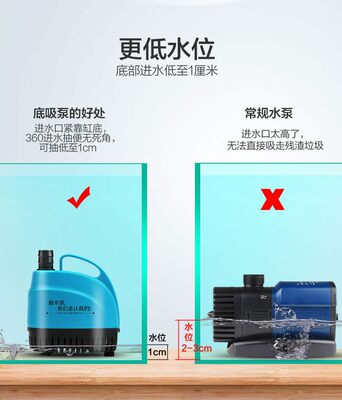 创宁底吸泵静音潜水泵小型抽水泵鱼缸低水位循环换水泵鱼池吸水泵