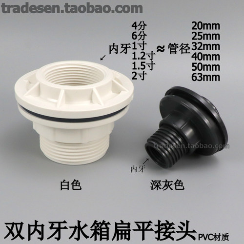 PVC双内丝水箱接头水塔出水口