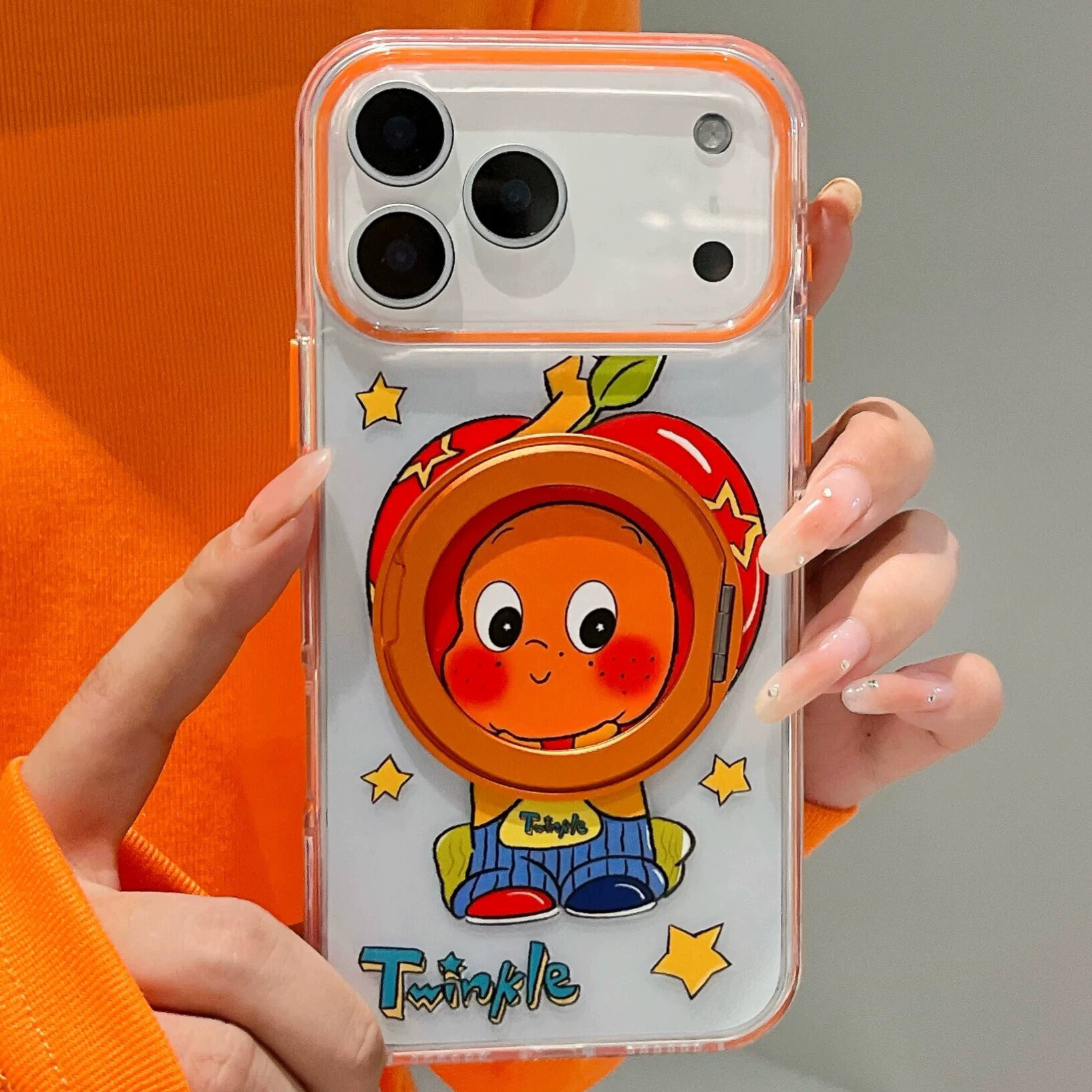 360°旋转折叠一体磁吸支架壳适用苹果17ProMax苹果头套星星人手机壳iPhone16Pro可爱卡通13防摔15保护14外壳