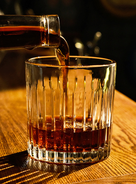 日式条纹威士忌杯酒吧专用古典杯鸡尾酒杯复古烈酒杯玻璃洋酒杯子