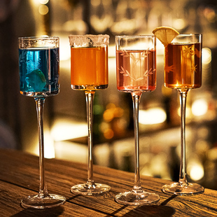 日式 创意鸡尾酒杯子直筒马天尼杯酒吧专用酒杯 水晶高脚杯香槟杯
