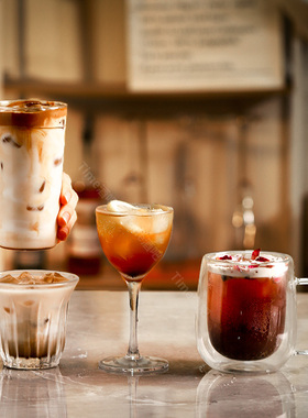 咖啡玻璃杯Dirty澳白美式冷饮杯高颜值气泡水特调鸡尾酒杯耐热杯