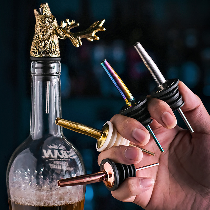 不锈钢酒嘴花式调酒倒酒引酒器红酒洋酒倒酒嘴头酒吧用品调酒工具