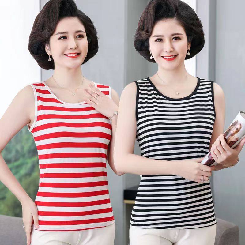 中老年人女装无袖条纹T恤纯棉夏无袖汗衫内搭吊带背心妈妈款外穿,女士内衣/男士内衣/家居服,吊带/背心/T恤/打底/肌底衣,淘宝优惠券,粉丝福利购,淘宝优惠卷
