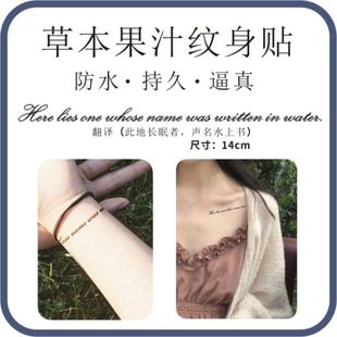 one英文草本果汁防水持久刺青纹身贴 lies 病案本谢清呈手腕 Here