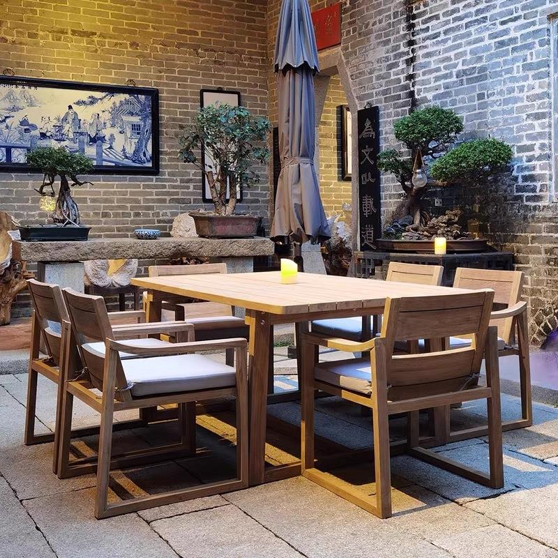 户防腐木桌椅院露美式长桌天花园闲防水防晒柚庭木桌外做旧实木休