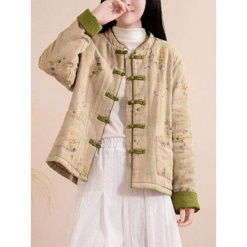 棉花短款文艺复古宽松直筒棉衣