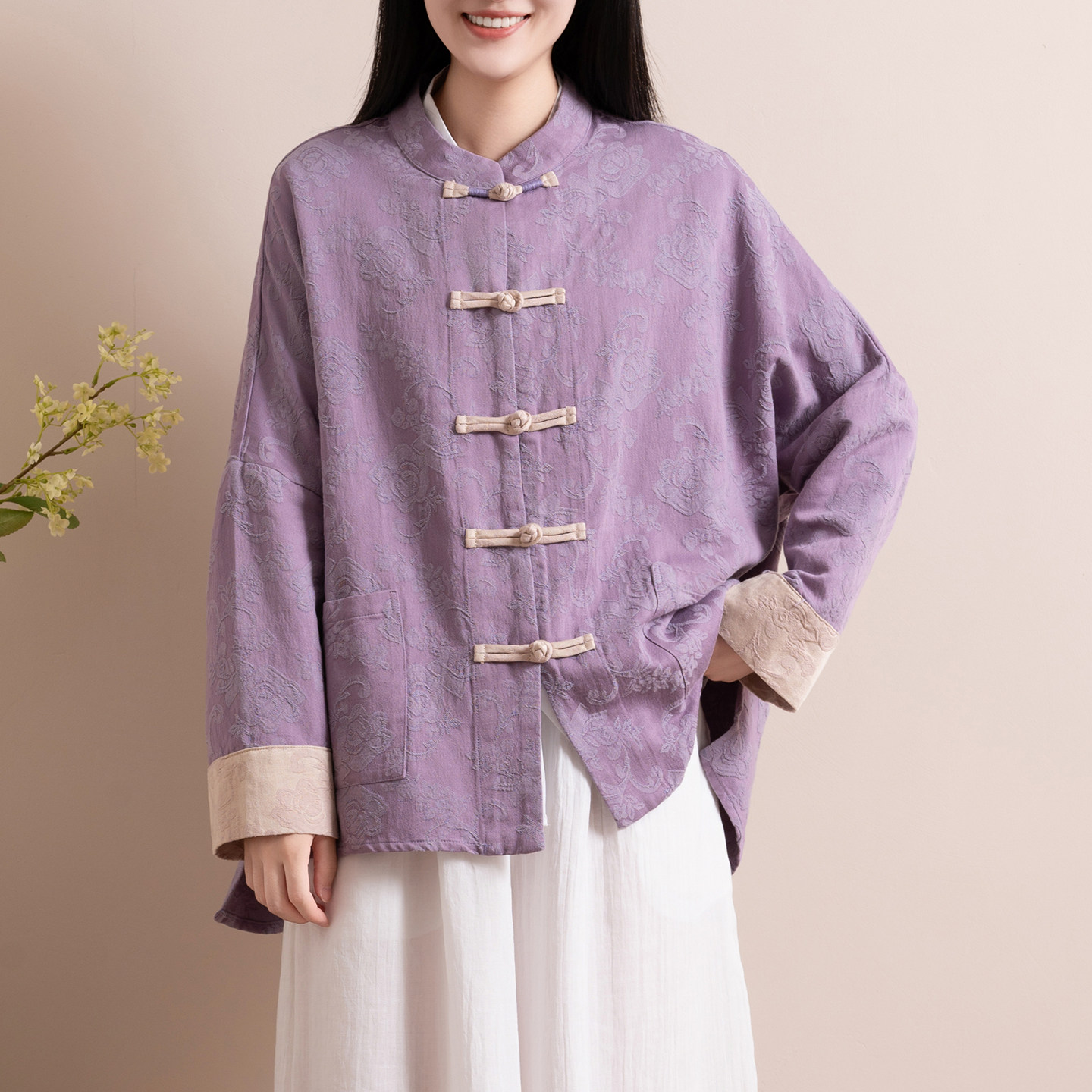 中式开衫棉麻盘扣外套