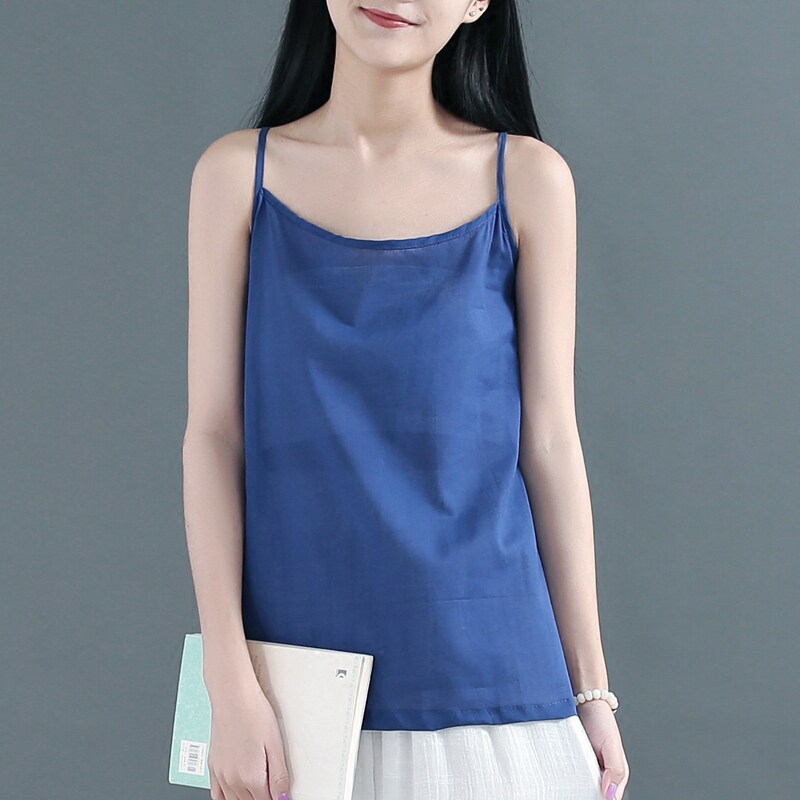 清袅复古文艺范纯色棉麻打底吊带衫小背心女夏季薄款亚麻内搭上衣