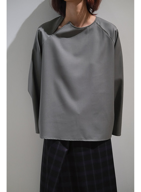 GNAY早春新款英国进口羊毛精纺顺滑亲肤高级灰绿色设计感开叉上