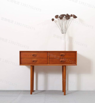 原木实木北欧风床边柜复古