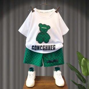 男童夏季短袖套装2026新款潮帅气时髦洋气薄款运动纯棉儿童两件套