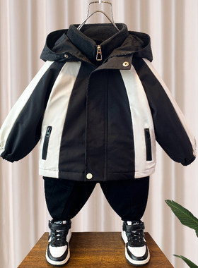 男童三合一冲锋衣秋冬款加绒棉服