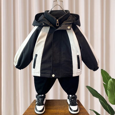 男童三合一冲锋衣秋冬款加绒棉服
