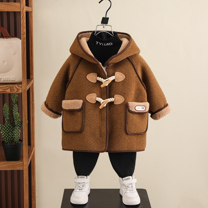 男童毛呢外套秋冬季儿童牛角扣洋气宝宝加绒呢子大衣皮毛一体冬装,童装/婴儿装/亲子装,普通外套,淘宝优惠券,粉丝福利购,淘宝优惠卷
