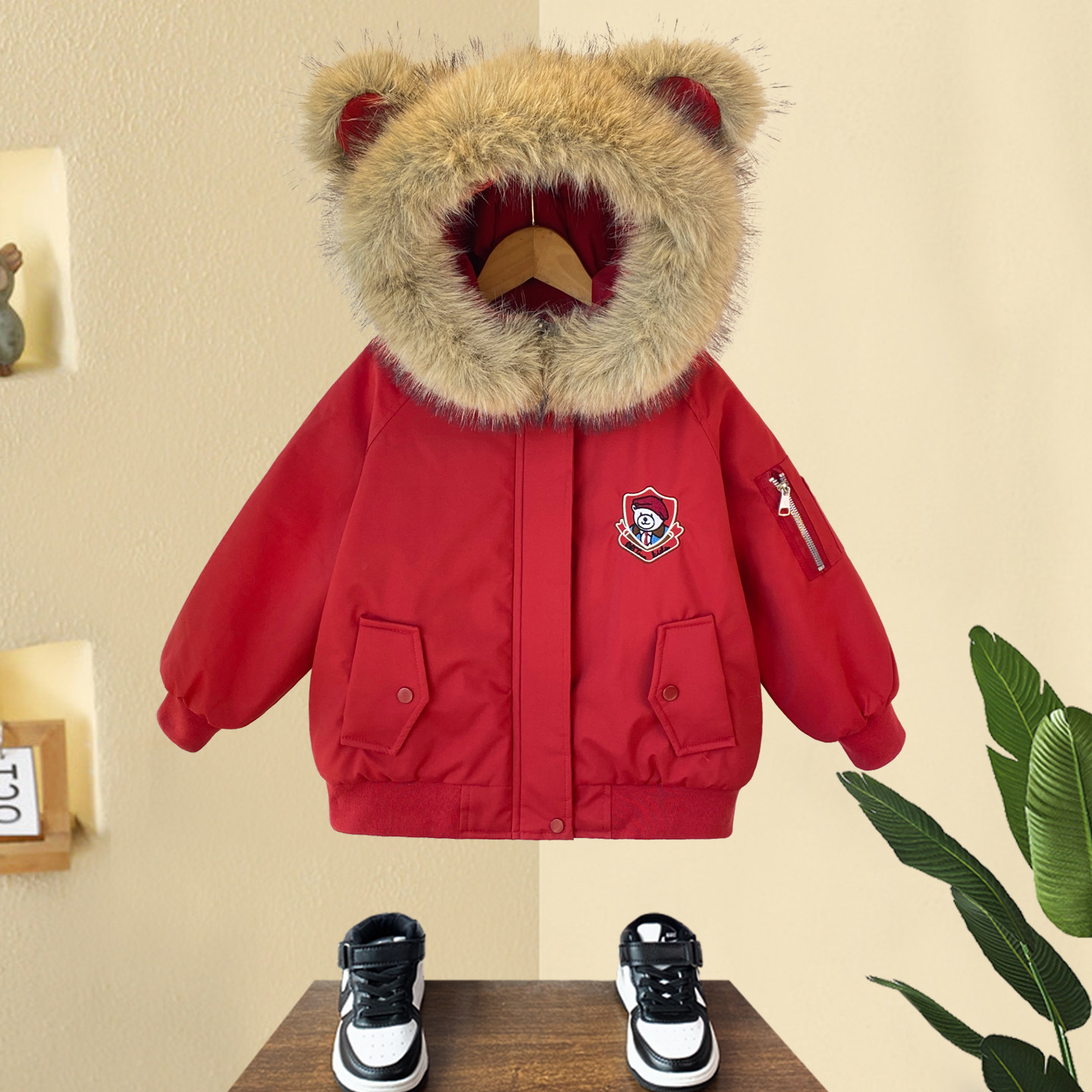 儿童棉服男童棉衣冬季加厚宝宝加绒棉袄外套冬装小男孩派克服红色,童装/婴儿装/亲子装,棉袄/棉服,淘宝优惠券,粉丝福利购,淘宝优惠卷