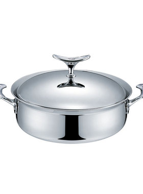 LUCUKU路卡酷专用304不锈钢桑拿锅无涂层鲸鱼王五层钢煎锅24cm