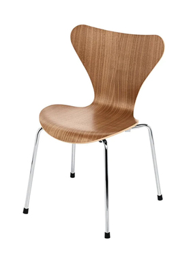 Fritz Hansen 7字椅简约轻奢实木曲木餐椅中古风洽谈椅设计师家具