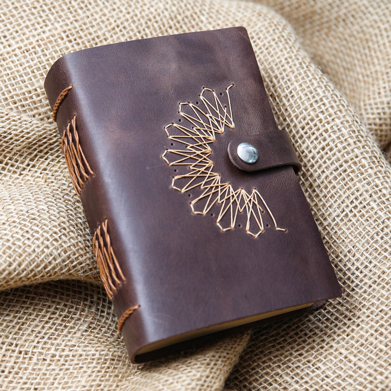 A6口袋笔记本本子真牛皮手账复古魔法书定制日记厚本精致高级礼物