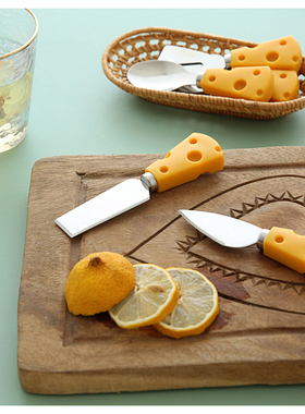 ins网红创意 奶酪黄色芝士刀叉勺 点心水果刀叉勺 黄油吐司抹刀