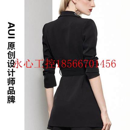 议价AUI黑色显瘦职业装设计感尚西套装女服春时秋龄洋气EWW减短￥