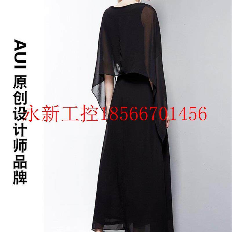 议价AUI质女款人味黑色雪纺套装女夏202JPD新设计1感开叉阔腿裤￥