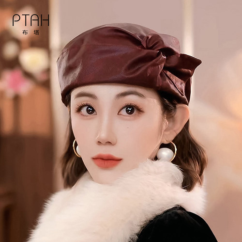【香云纱空姐帽】布塔桑蚕丝贝雷帽可折叠防晒透气扭结帽女PT2130