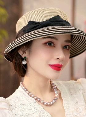 布塔香云纱遮阳防紫外线防晒帽时尚百搭太阳帽编织女士帽子PT1225