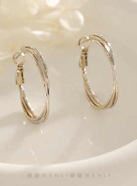 银色耳圈方圆脸素圈耳环高级感超好看独特漂亮耳饰2026新款爆款女