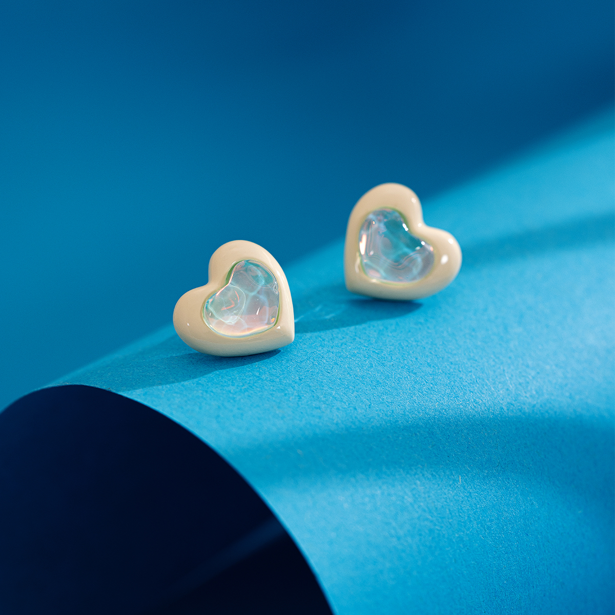 925银针爱心耳钉女甜美