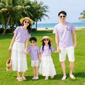 短袖 T恤100%纯棉一家三口四口全家装 厂家直发 2026早春新款 亲子装