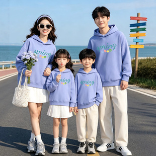 韩版连帽卫衣亲子装ins风甜美母女装秋装糖果色帽衫情侣装秋上衣