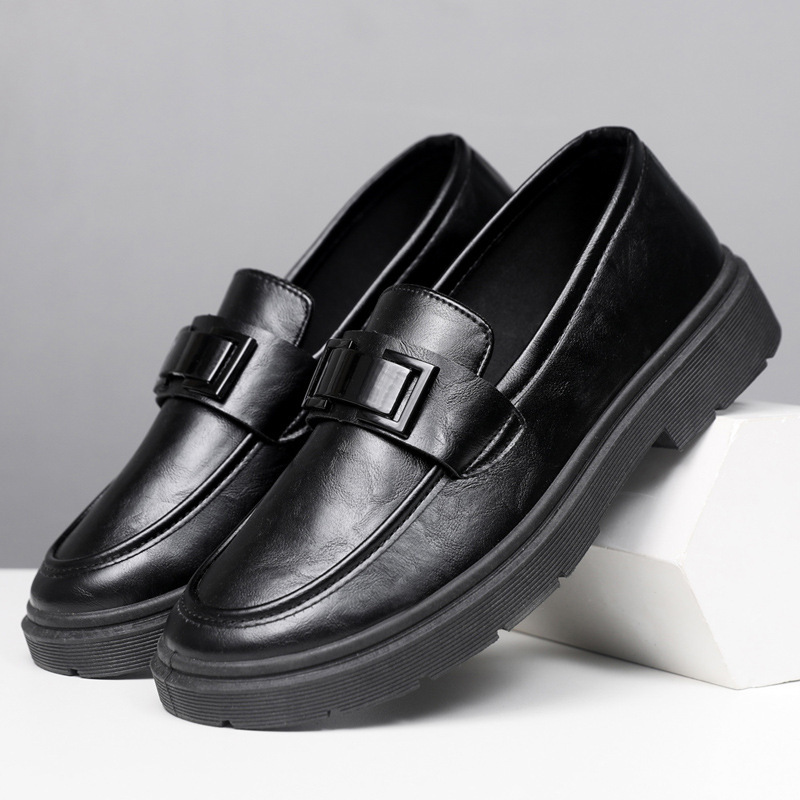 男士新款一脚蹬休闲皮鞋