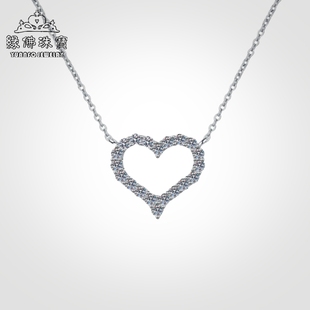 S925纯银莫桑钻吊坠气质精工品质项链爱心简约镂空锁骨链轻奢礼物