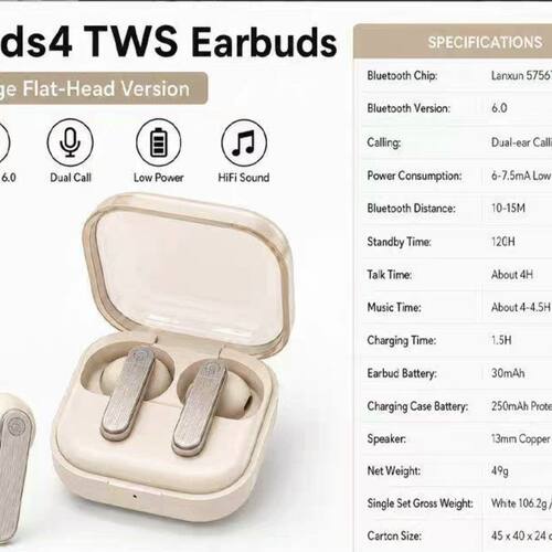 华强北适用于buds4Pro入耳式无线蓝牙耳机透明充电仓长续航