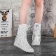 中筒靴子大码 女流苏蕾丝马丁小白鞋 春秋休闲拉链潮 高帮帆布鞋 新款