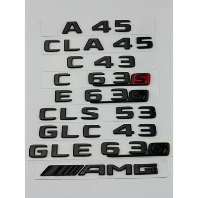 适用奔驰黑色CLS63车标AMG改装CLA45字C63标E63后C43尾标C43车贴