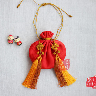 古法荷包清灵红汉服荷包胎毛收藏本命年香包香袋结发礼本命年荷包