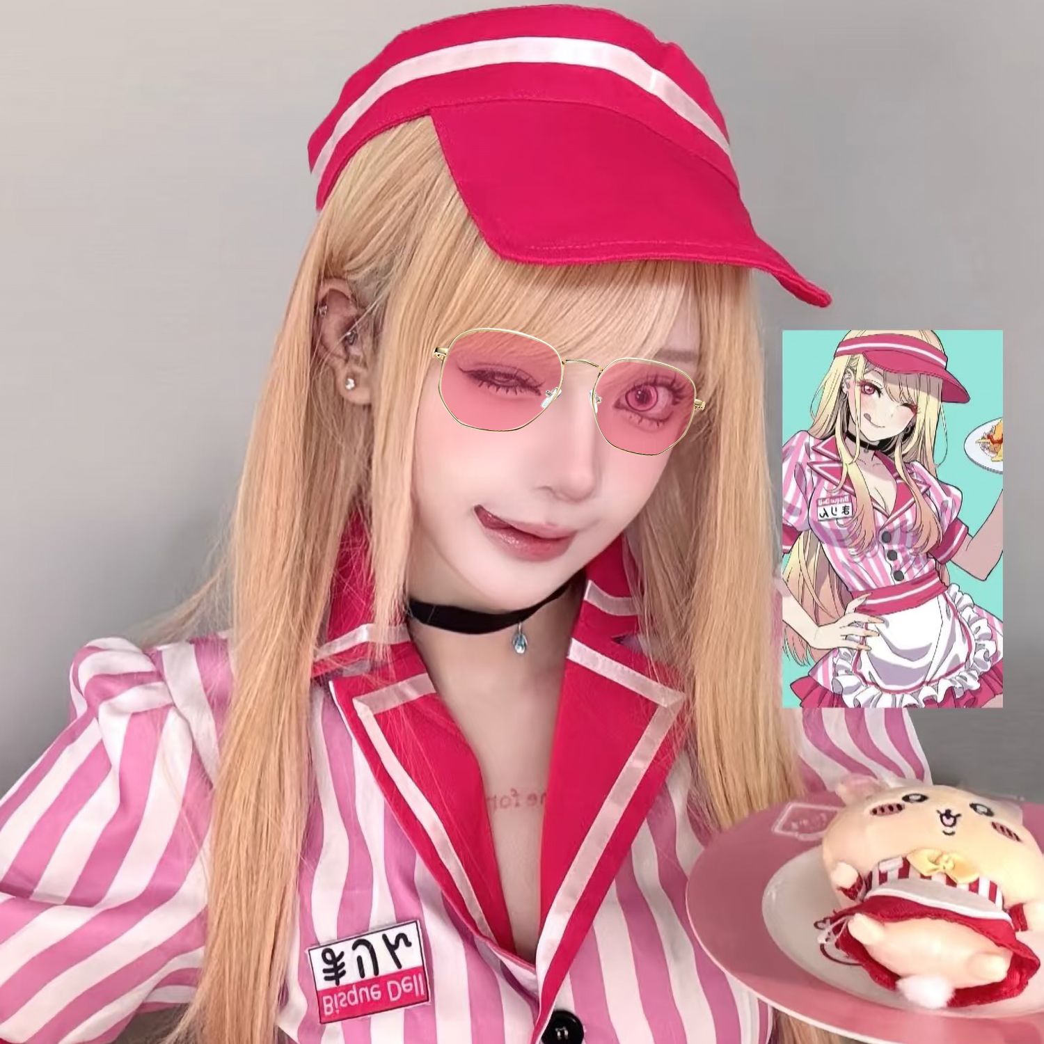 更衣人偶cosplay 坠入爱河喜多川海梦cos服务生粉色女仆cos服套装图片