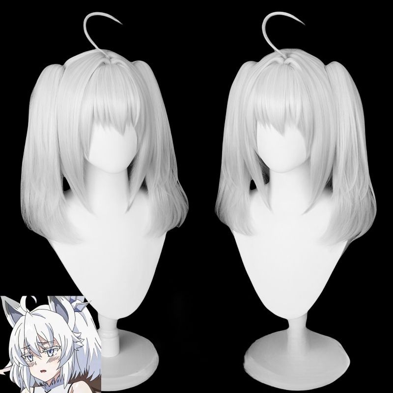 动漫假发 回复术士的重来人生刹那cosplay假发 白色双抓夹马尾图片